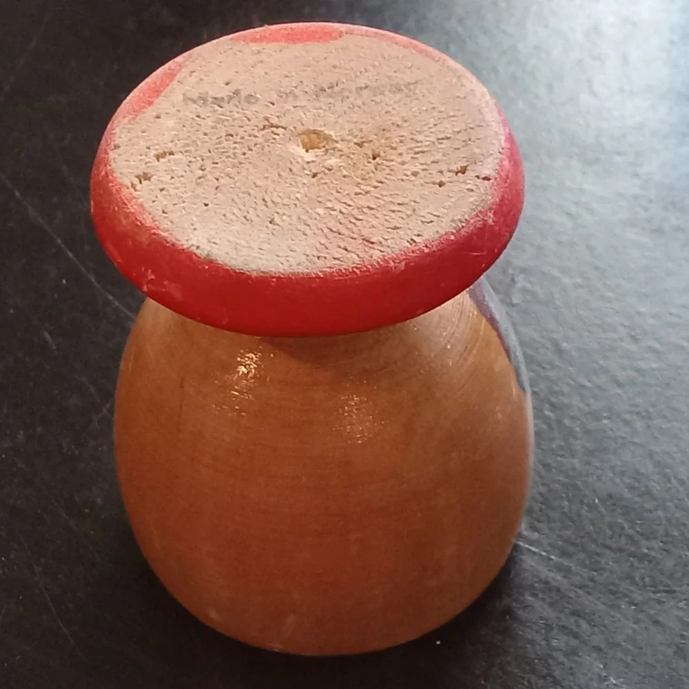 Vintage Hand painted‎ Norwegian Wood Egg Cup Scandinavian Server MADE IN NORWAY